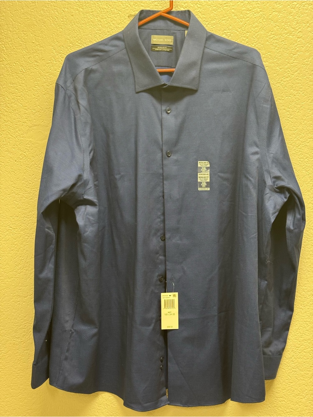 Michael Kors Men's Navy Dress Shirt 2XL.Pit 26, L 32” NWT MSRP $90